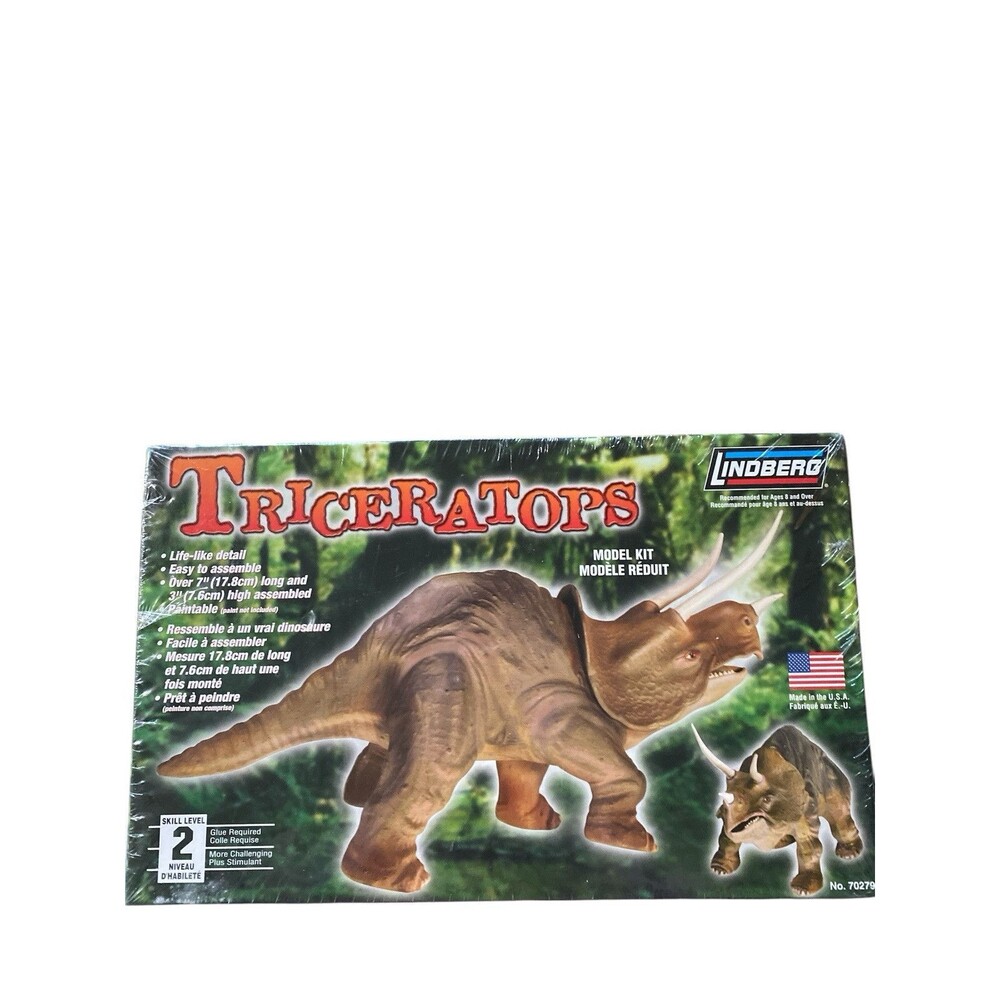 Genuine Lindberg Triceratops Skill Level 2 Dinosaur Model Kit in Box - Sealed(m)